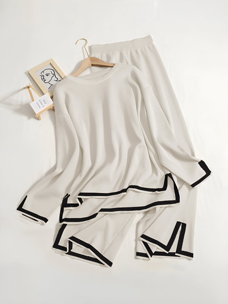 Adele - Schlitz-Pullover und Hosen-Set